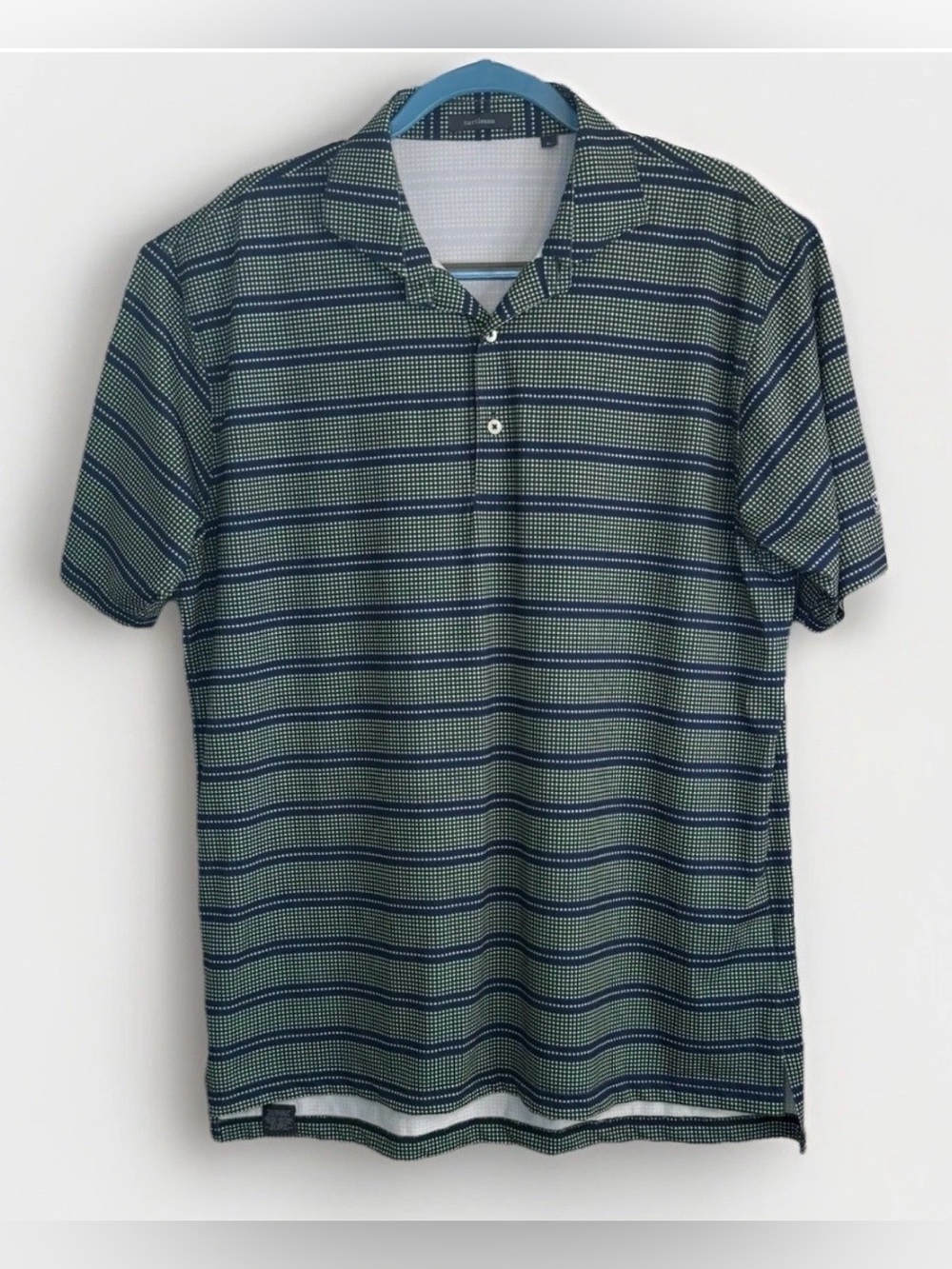 Turtleson Men's L Green Blue White Geometric Golf Polo Shirt Stoneridge Naples